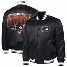 Philadelphia Flyers Starter Black Triangle Satin Varsity Full-Snap Jacket