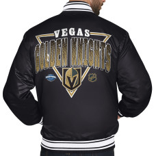 Куртка Vegas Golden Knights Starter Black Triangle Satin Varsity Full-Snap