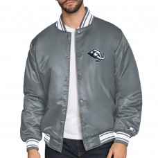 Utah Mammoth Starter Gray Triangle Satin Varsity Full-Snap Jacket