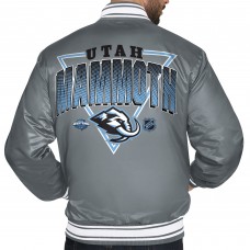 Utah Mammoth Starter Gray Triangle Satin Varsity Full-Snap Jacket