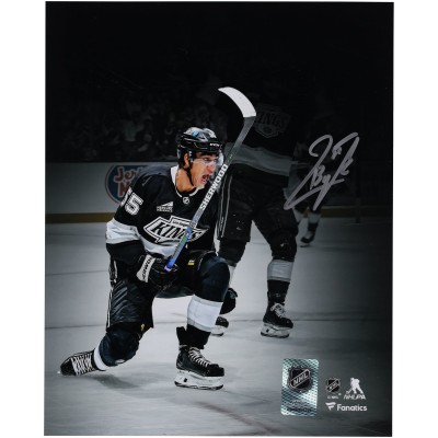 Quinton Byfield Los Angeles Kings Autographed Fanatics Authentic 8 x 10 Black Jersey Celebration Spotlight Photograph