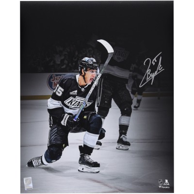 Quinton Byfield Los Angeles Kings Autographed Fanatics Authentic 16 x 20 Black Jersey Celebration Spotlight Photograph