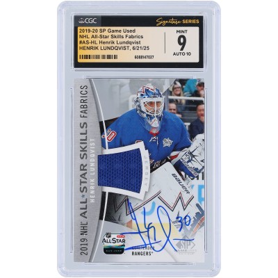 Henrik Lundqvist New York Rangers Autographed 2019-20 Upper Deck SP Game Used All-Star Skills GU Relic #AS-HL CGC Fanatics Witnessed Authenticated 9/10 Card