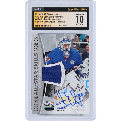 Henrik Lundqvist New York Rangers Autographed 2019-20 Upper Deck SP Game Used All-Star Skills GU Relic #AS-HL CGC Fanatics Witnessed Authenticated 10/10 Card