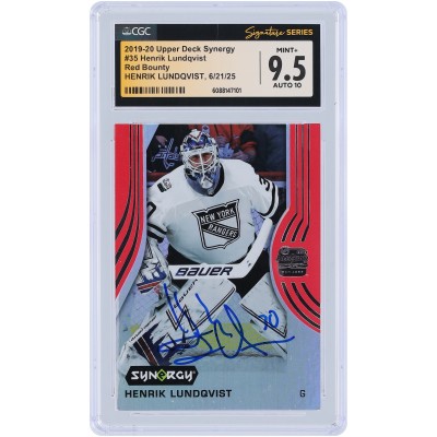Henrik Lundqvist New York Rangers Autographed 2019-20 Upper Deck Synergy Red #35 CGC Fanatics Witnessed Authenticated 9.5/10 Card