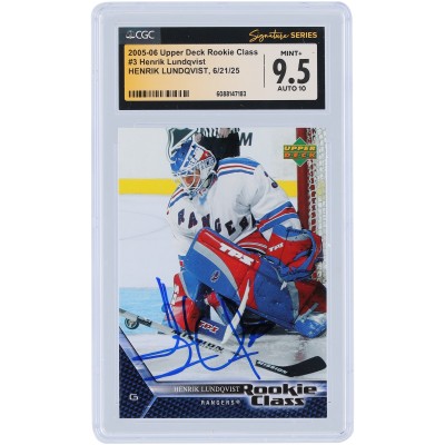 Henrik Lundqvist New York Rangers Autographed 2005-06 Upper Deck Rookie Class #3 CGC Fanatics Witnessed Authenticated 9.5/10 Rookie Card
