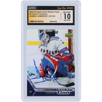 Henrik Lundqvist New York Rangers Autographed 2005-06 Upper Deck Rookie Class #3 CGC Fanatics Witnessed Authenticated 10/10 Rookie Card