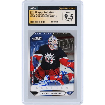 Henrik Lundqvist New York Rangers Autographed 2005-06 Upper Deck Victory Rookies #288 CGC Fanatics Witnessed Authenticated 9.5/10 Rookie Card