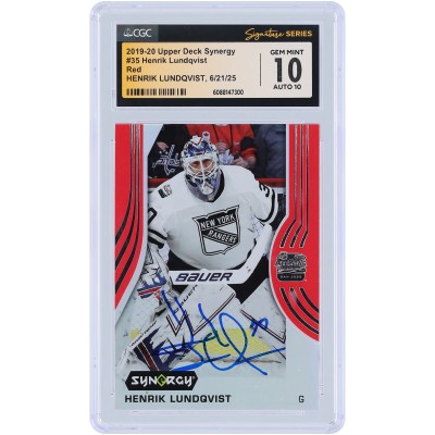 Henrik Lundqvist New York Rangers Autographed 2019-20 Upper Deck Synergy Red #35 CGC Fanatics Witnessed Authenticated 10/10 Card