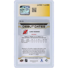 Карточка Luke Hughes New Jersey Devils Autographed 2023-24 Upper Deck Series 1 Debut Dates #DD-25 CGC Fanatics Witnessed Authenticated 9/10
