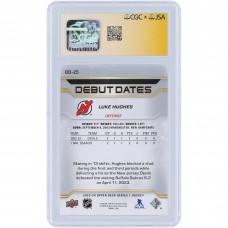 Luke Hughes New Jersey Devils Autographed 2023-24 Upper Deck Series 1 Debut Dates #DD-25 CGC Fanatics Witnessed Authenticated Mint 9 Rookie Card