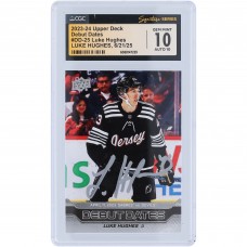 Luke Hughes New Jersey Devils Autographed 2023-24 Upper Deck Series 1 Debut Dates #DD-25 CGC Fanatics Witnessed Authenticated 10/10 Rookie Card