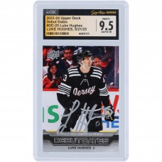 Luke Hughes New Jersey Devils Autographed 2023-24 Upper Deck Series 1 Debut Dates #DD-25 CGC Fanatics Witnessed Authenticated 9.5/10 Rookie Card