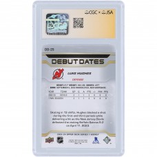 Luke Hughes New Jersey Devils Autographed 2023-24 Upper Deck Series 1 Debut Dates #DD-25 CGC Fanatics Witnessed Authenticated 9.5/10 Rookie Card