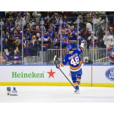 Matthew Schaefer New York Islanders Unsigned Fanatics Authentic First NHL Goal Celebration Photograph