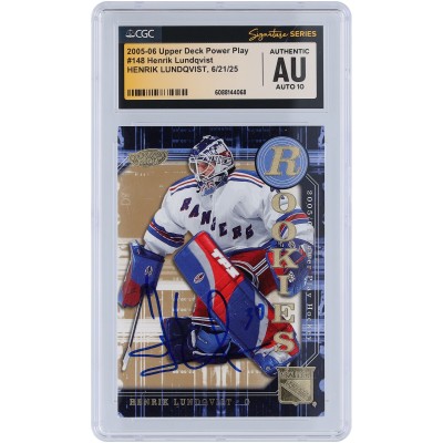 Henrik Lundqvist New York Rangers Autographed 2005-06 Upper Deck Power Play Rookies #148 CGC Fanatics Witnessed Authenticated Auto 10 Rookie Card