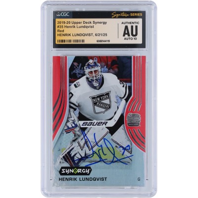 Henrik Lundqvist New York Rangers Autographed 2019-20 Upper Deck Synergy Red #35 CGC Fanatics Witnessed Authenticated Auto 10 Card