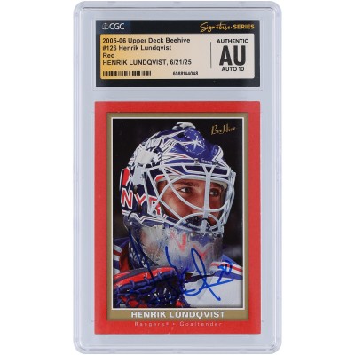 Henrik Lundqvist New York Rangers Autographed 2005-06 Upper Deck Beehive Red #126 CGC Fanatics Witnessed Authenticated Auto 10 Rookie Card