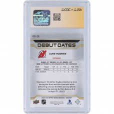 Luke Hughes New Jersey Devils Autographed 2023-24 Upper Deck Series 1 Debut Dates Silver Ink #DD-25 CGC Fanatics Witnessed Authenticated Rookie Card Luke Hughes New Jersey Devils Autographed 2023-24 Upper Deck Series 1 Debut Dates Silver Ink #DD-25 CGC Fanatics Witnessed Authenticated Rookie Card