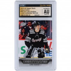 Luke Hughes New Jersey Devils Autographed 2023-24 Upper Deck Series 1 Debut Dates Silver Ink #DD-25 CGC Fanatics Witnessed Authenticated Auto 10 Rookie Card