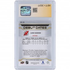 Luke Hughes New Jersey Devils Autographed 2023-24 Upper Deck Series 1 Debut Dates Silver Ink #DD-25 CGC Fanatics Witnessed Authenticated Auto 10 Rookie Card