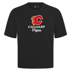 Calgary Flames Levelwear Black Team Surge Luxe Signature Knit T-Shirt