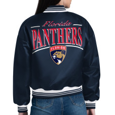 Женская рубашка Florida Panthers Starter Navy Arch Stripe Satin Varsity Jacket