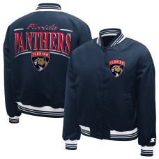 Женская рубашка Florida Panthers Starter Navy Arch Stripe Satin Varsity Jacket