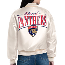 Женская рубашка Florida Panthers Starter Cream Arch Stripe Satin Varsity Jacket