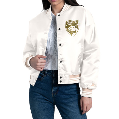 Женская рубашка Florida Panthers Starter Cream Fashion Script Satin Varsity Jacket