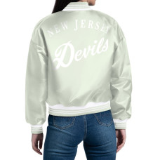 Женская джерси New Devils Starter Green Fashion Script Satin Full-Snap Varsity Jacket Женская джерси New Devils Starter Green Fashion Script Satin Full-Snap Varsity Jacket
