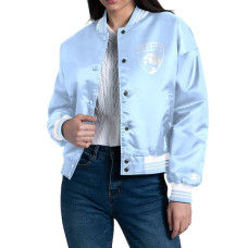 Женская рубашка Florida Panthers Starter Blue Fashion Script Satin Varsity Jacket