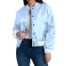 Женская рубашка Florida Panthers Starter Blue Fashion Script Satin Varsity Jacket