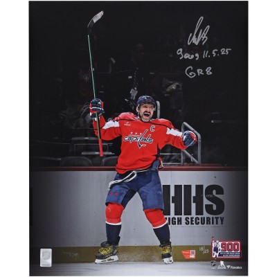 Alexander Ovechkin Washington Capitals Autographed Fanatics Authentic 16 x 20 900th Goal Celebration Photograph with Multiple Inscriptions - Limited Edition of 25