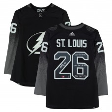 Martin St. Louis Tampa Bay Lightning Autographed Fanatics Authentic Black Alternate adidas Jersey with Multiple Inscriptions - Limited Edition #5/5