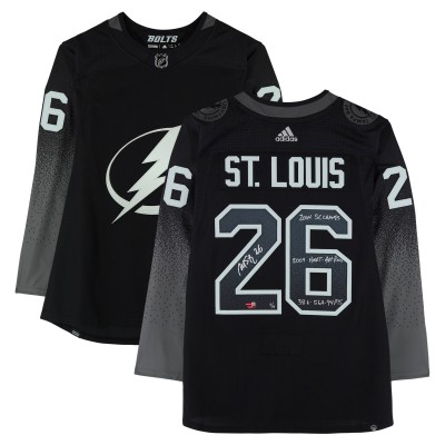 Martin St. Louis Tampa Bay Lightning Autographed Fanatics Authentic Black Alternate adidas Jersey with Multiple Inscriptions - Limited Edition #5/5