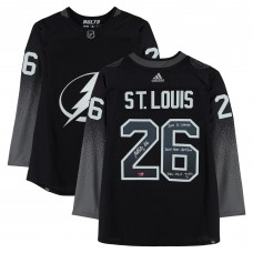 Martin St. Louis Tampa Bay Lightning Autographed Fanatics Authentic Black Alternate adidas Jersey with Multiple Inscriptions - Limited Edition of 5