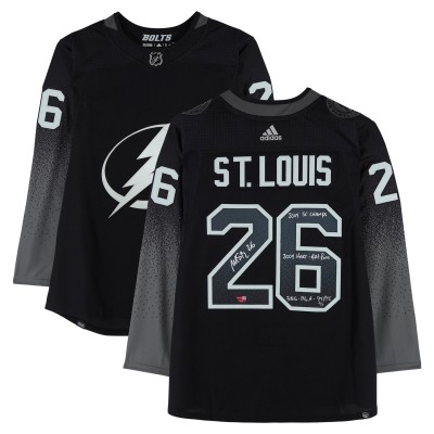 Martin St. Louis Tampa Bay Lightning Autographed Fanatics Authentic Black Alternate adidas Jersey with Multiple Inscriptions - Limited Edition of 5