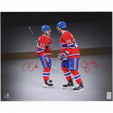 Cole Caufield & Juraj Slafkovsky Montreal Canadiens Autographed Fanatics Authentic 16 x 20 Red Jersey Celebration Photograph