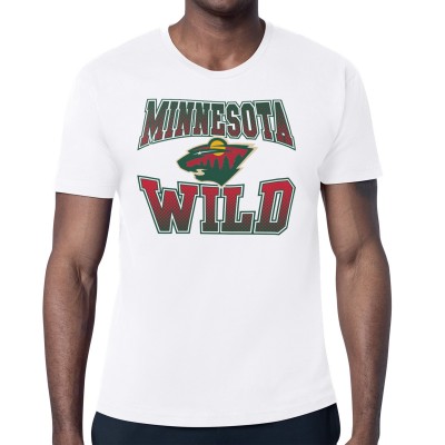 Minnesota Wild Starter White Comic Style Team Graphic T-Shirt