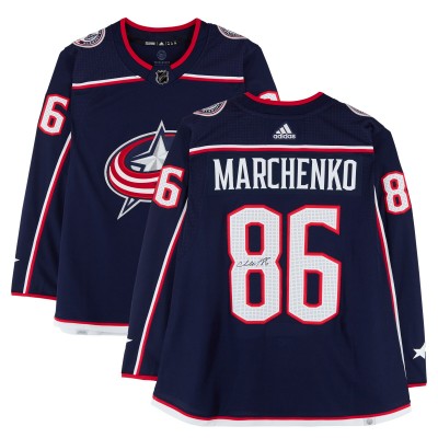 Kirill Marchenko Columbus Blue Jackets Autographed Fanatics Authentic Navy adidas Jersey