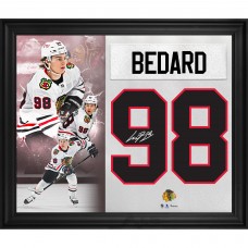 Connor Bedard Chicago Blackhawks Autographed Fanatics Authentic Framed 20 x 24 White Jersey Number Collage