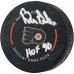 Bill Barber Philadelphia Flyers Autographed Fanatics Authentic Official Game Puck with HOF 90 Inscription