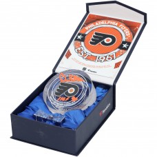 Bill Barber Philadelphia Flyers Autographed Fanatics Authentic Crystal Puck with HOF 90 Inscription - Filled with Ice from the 2023-24 Season