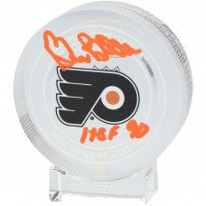 Bill Barber Philadelphia Flyers Autographed Fanatics Authentic Crystal Puck with HOF 90 Inscription - Filled with Ice from the 2023-24 Season