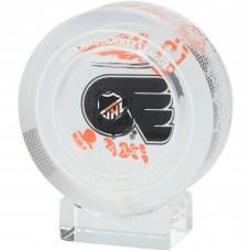 Bill Barber Philadelphia Flyers Autographed Fanatics Authentic Crystal Puck with HOF 90 Inscription - Filled with Ice from the 2023-24 Season
