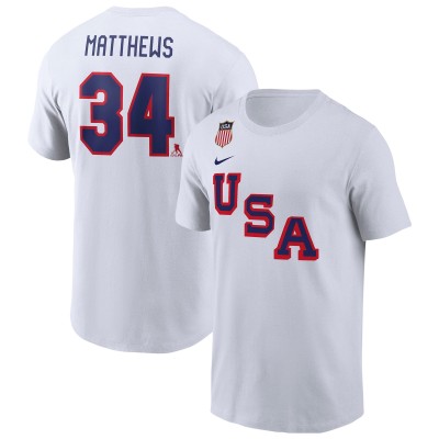 US Hockey Auston Matthews Nike White 2026 Name & Number T-Shirt