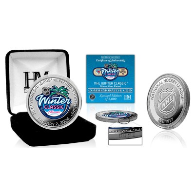 Florida Panthers vs. New York Rangers Highland Mint 2026 NHL Winter Classic 39mm Silver Plated Color Coin