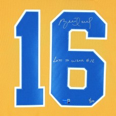 Brett Hull St. Louis Blues Autographed Fanatics Authentic 2022-23 Gold Reverse Retro adidas Jersey with Last to Wear #16 Inscription - Limited Edition #1/10