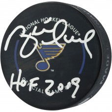 Brett Hull St. Louis Blues Autographed Fanatics Authentic Official Game Puck with HOF 2009 Inscription
